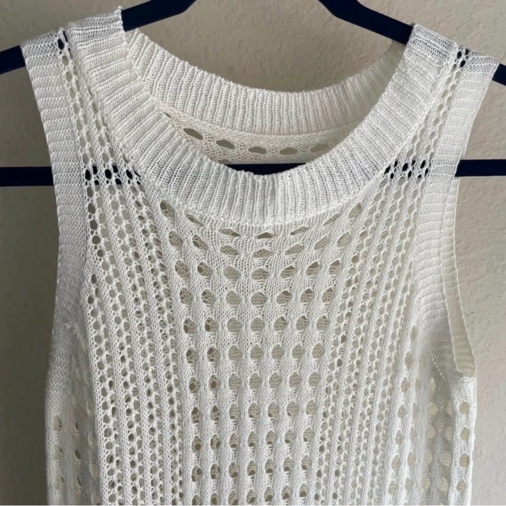 Women’s White Knit Bathing Suit Coverup, size OS